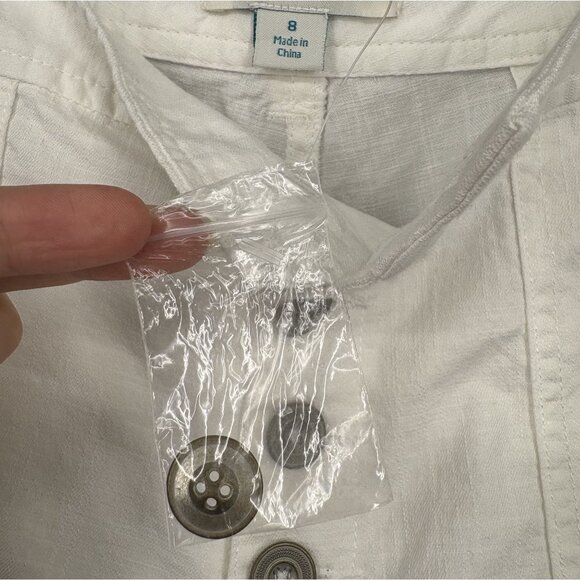 Sundance Women's Button Fly Roll Tab Shorts 8 White Summer Coastal Boho Nautical - Picture 6 of 11